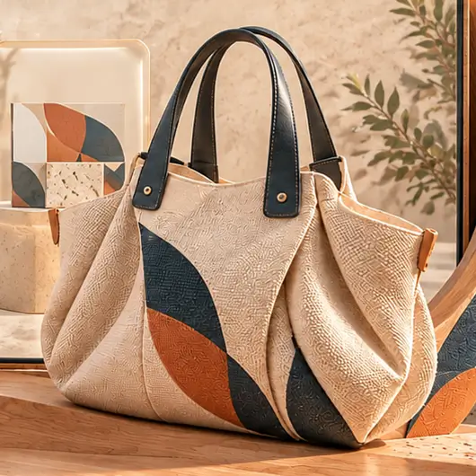 Concept carryall projecting beyond the store screen.